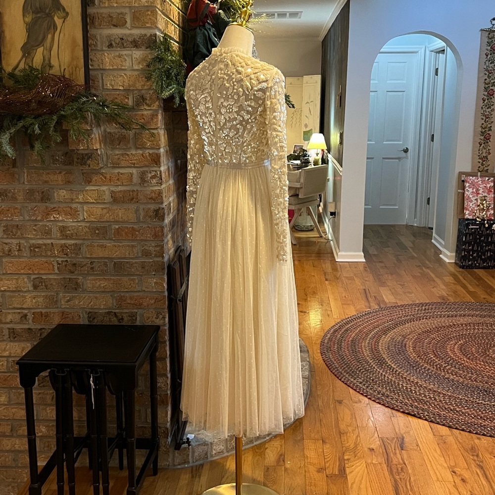NWT Needle & Thread Beaded Tempest Bodice Ballerina Dress Champagne Tulle,Size 4 - Picture 9 of 11